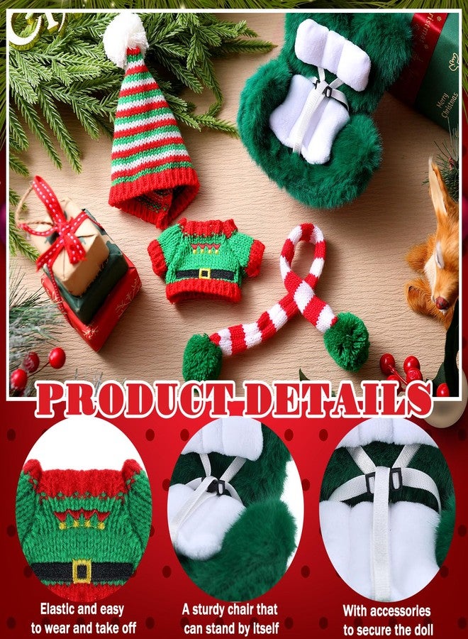 ملابس دمية عيد الميلاد من سيمجوينج بطول 17 سم مع مقعد، زي عيد الميلاد لطيف وعملي مع إكسسوارات لمحبي الدمى وهواة جمعها، ديكور مكتب سيارة عيد الميلاد (أخضر داكن، جنية لطيفة) - Image 3